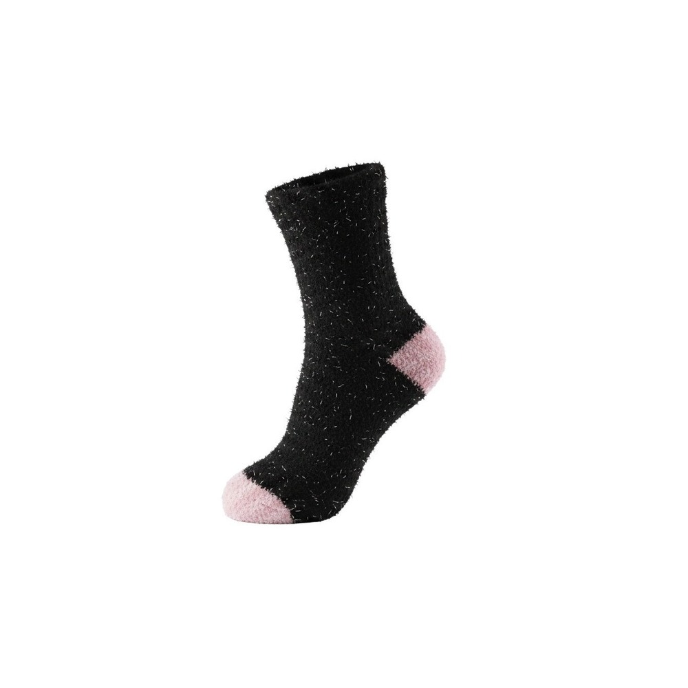 Claire's Fuzzy Socks Girls One Size Pink Black NEW 2-Pack Glitter Stars Tinsel